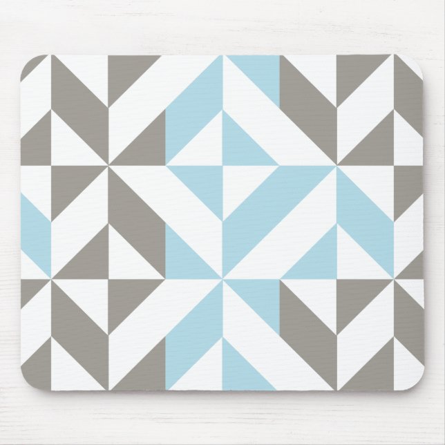 Blue and Silver Geometric ZigZag Mouse Mat (Front)