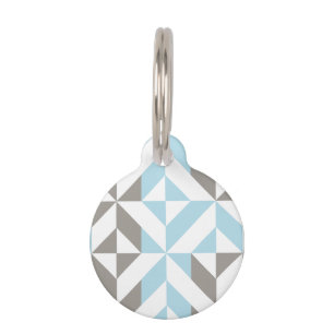 Blue and Silver Geometric ZigZag Pet Tag