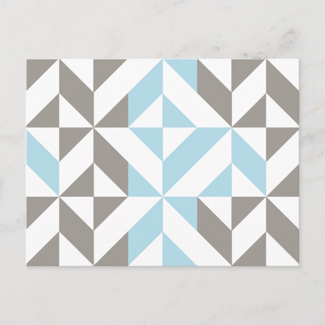 Blue and Silver Geometric ZigZag Postcard (Front)