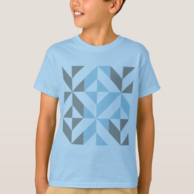 Blue and Silver Geometric ZigZag T-Shirt (Front)