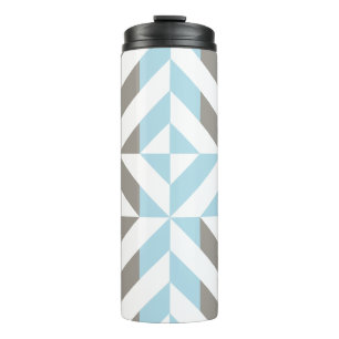 Blue and Silver Geometric ZigZag Thermal Tumbler
