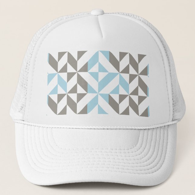 Blue and Silver Geometric ZigZag Trucker Hat (Front)