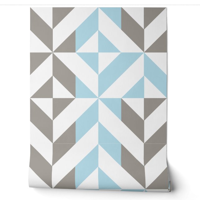 Blue and Silver Geometric ZigZag Wallpaper (Unrolling)