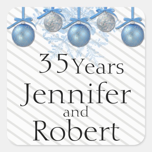 Blue and Silver Glitter Ornaments Envelope Seal (Front)