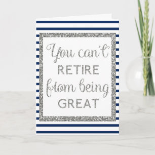 Blue and Silver Glitter Retirement Card