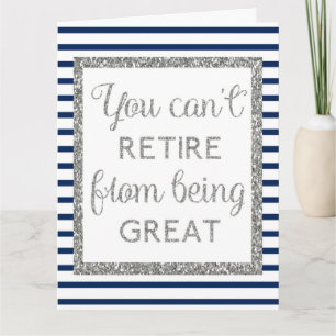 Blue and Silver Glitter Retirement Card