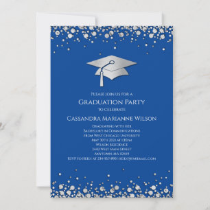 Blue and Silver Graduation Invitation