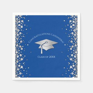 Blue and Silver Graduation Napkin