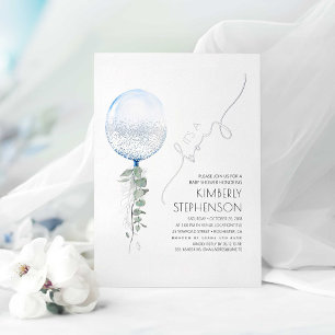 Blue and Silver Greenery Balloon Baby Shower