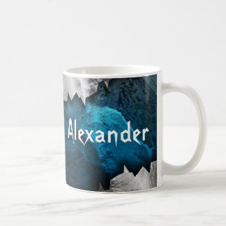 Blue and Silver Grunge Metal/Stone Design Coffee Mug