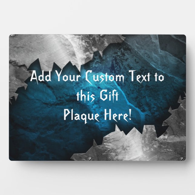 Blue and Silver Grunge Metal/Stone Design Plaque (Front)