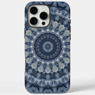 Blue and Silver Mandala Pattern Design iPhone 16 Pro Max Case