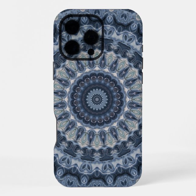 Blue and Silver Mandala Pattern Design iPhone Case (Back)