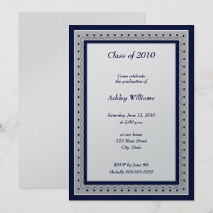 Blue and Silver Metallic Graduation Invitations