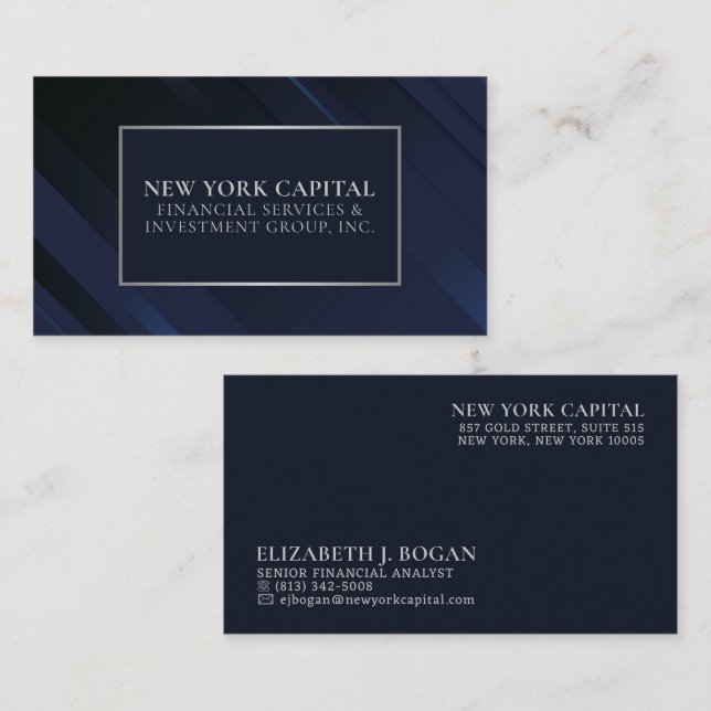 Blue and Silver Modern Professional Business Card (Front/Back)