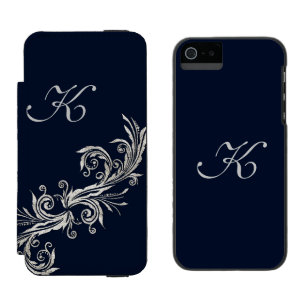 Blue and Silver Monogram iPhone 5S Wallet Case Incipio Watson™ iPhone 5 Wallet Case