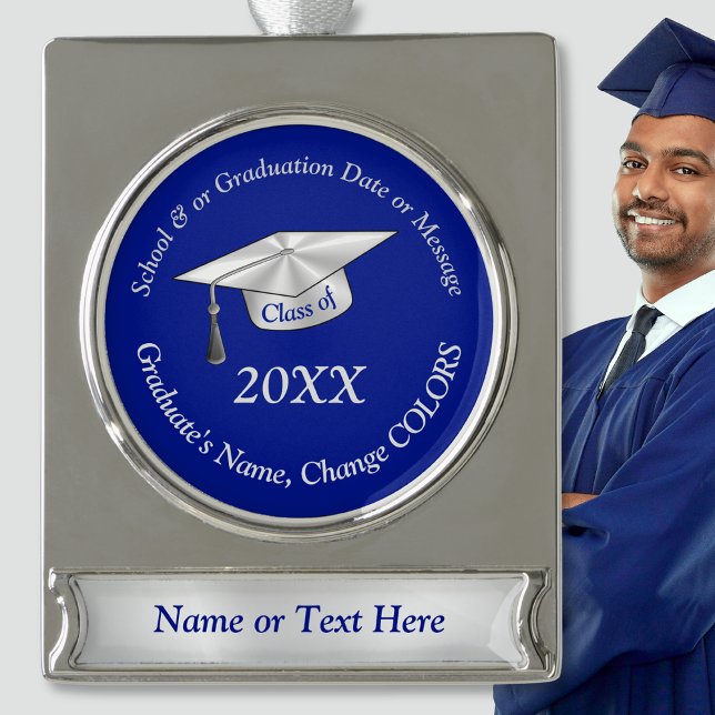 Blue and Silver Personalised, Graduation Ornaments (Personalized Graduation Gifts. Graduation Ornament. Gifts for graduate. Cheap graduation gift Ideas.)