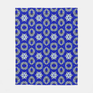 blue and silver psychedelic pattern fleece blanket
