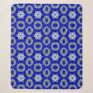 blue and silver psychedelic pattern sherpa blanket
