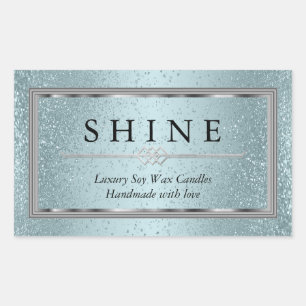 Blue and Silver Rectangular Sticker