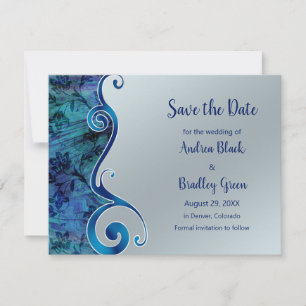 Blue and Silver Reflections Save the Date Card