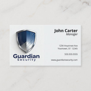 Blue and Silver Shield Security Protection Business Card