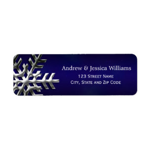 Blue and Silver Snowflake Address Labels