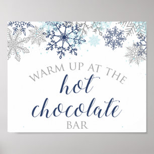 Blue and Silver Snowflake Hot Chocolate Bar Sign