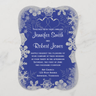 Blue and Silver Snowflake Wedding Invitation