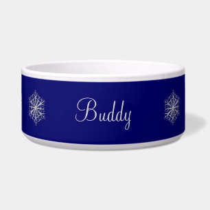 Blue and Silver Snowflakes Pet Bowl