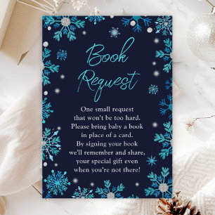 Blue and Silver Snowflakes Winter Book Request Enclosure Card