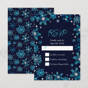 Blue and Silver Snowflakes Winter RSVP Card