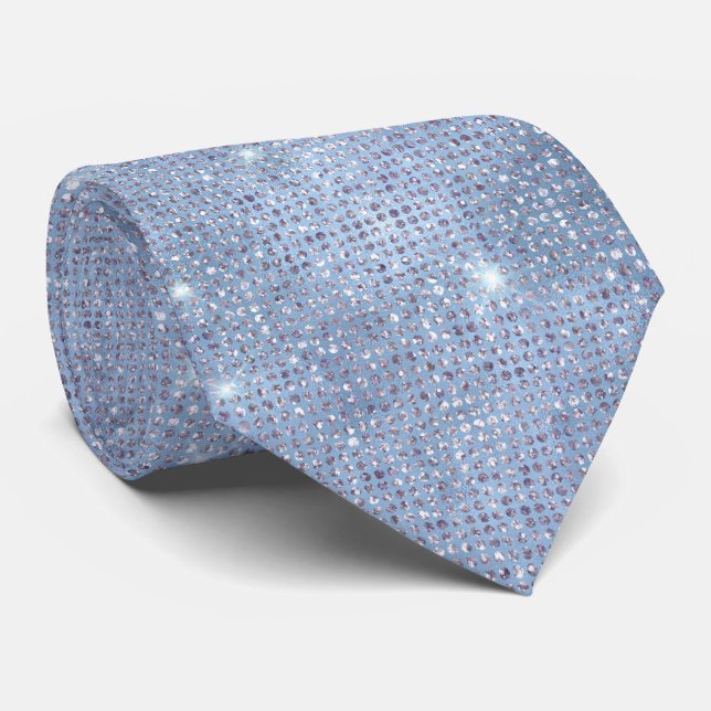 Blue and Silver Sparkles Tie (Rolled)