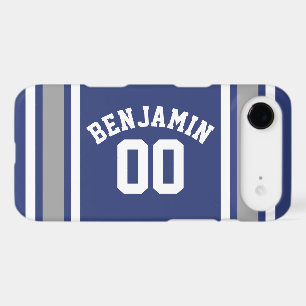Blue and Silver Sports Jersey Custom Name Number