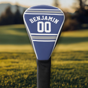 Blue and Silver Sports Jersey Custom Name Number Golf Head Cover