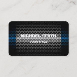 Blue and Silver Stainless Steel Metal Hole Business Card
