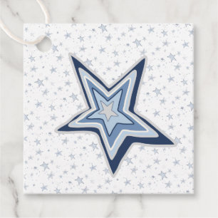 Blue and Silver Stars Holiday Gift Favour Tags