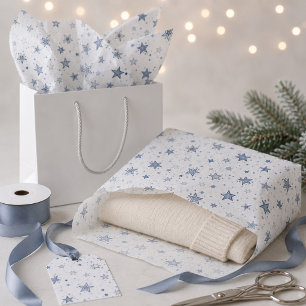 Blue and Silver Stars Holiday Gift Tissue Paper