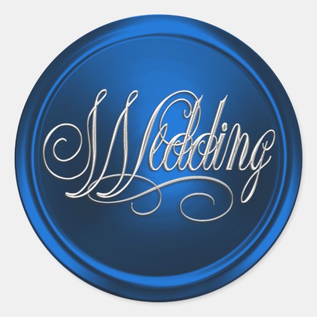 Blue and Silver Wedding Envelope Seal (Front)