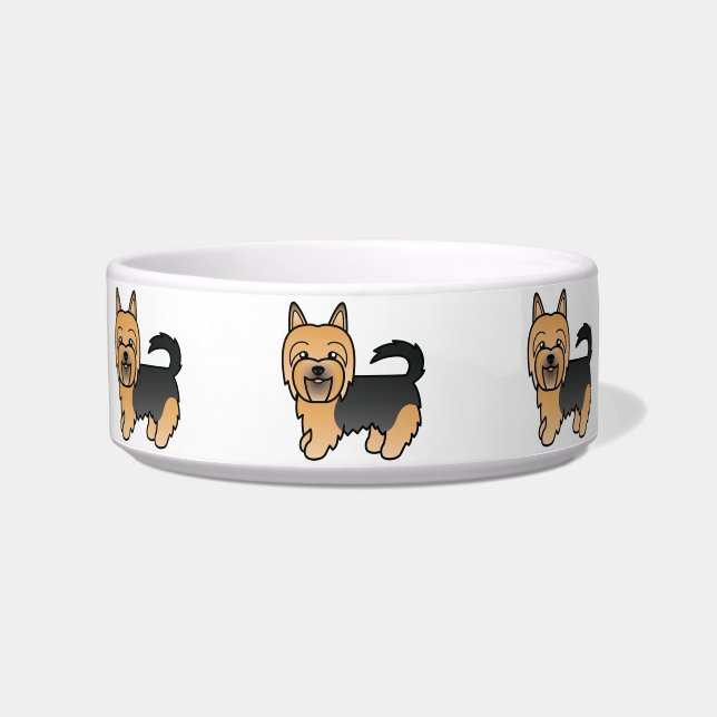 Blue And Tan Australian Terrier Cute Cartoon Dog Bowl (Front)