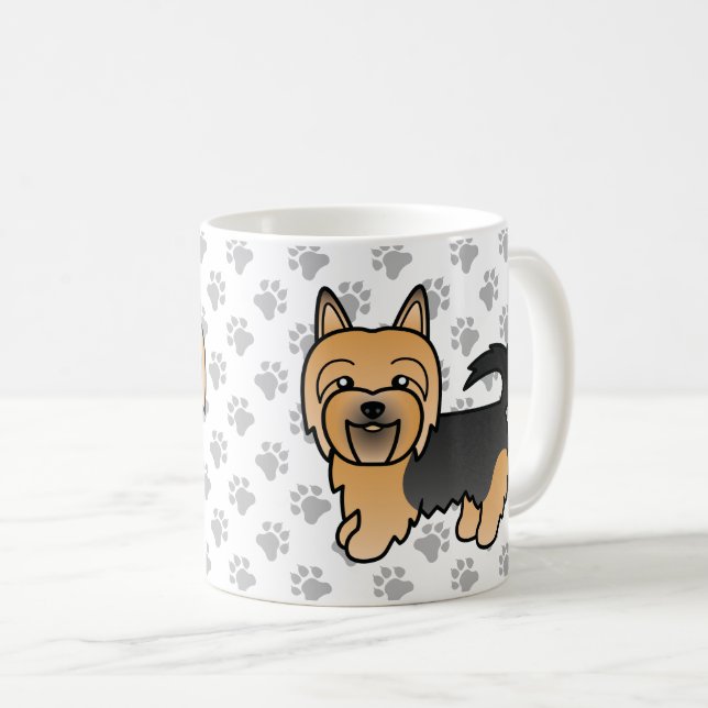 Blue And Tan Australian Terrier Cute Cartoon Dog Coffee Mug (Front Right)