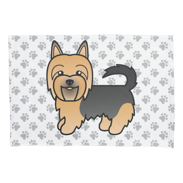 Blue And Tan Australian Terrier Cute Cartoon Dog Pillowcase (Front)