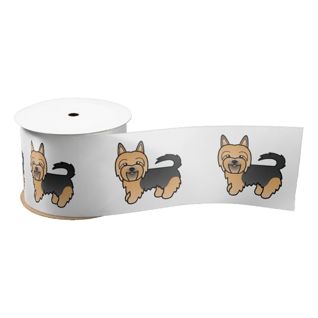 Blue And Tan Australian Terrier Cute Cartoon Dog Satin Ribbon (Spool)