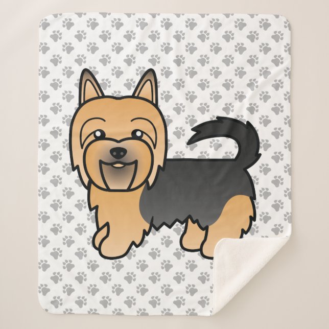 Blue And Tan Australian Terrier Cute Cartoon Dog Sherpa Blanket (Front)