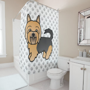 Blue And Tan Australian Terrier Cute Cartoon Dog Shower Curtain