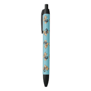 Blue And Tan Australian Terrier Dog Pattern Blue Black Ink Pen