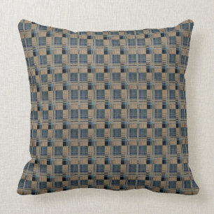 Blue and Tan Basket Weave Throw Pillow 20” x 20”