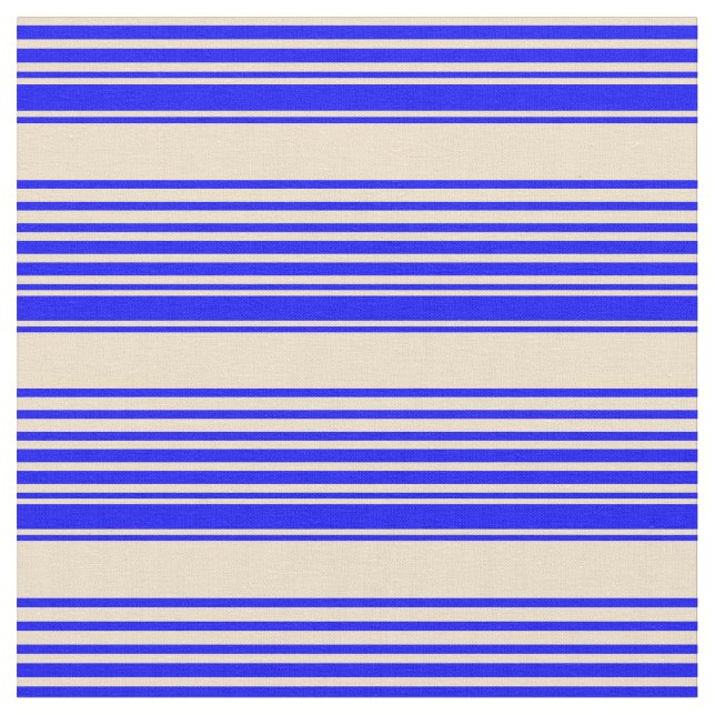 Blue and Tan Coloured Stripes Fabric (Close Up)