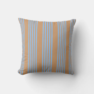 Blue and tan five stripe pattern cushion