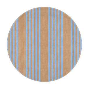 Blue and tan five stripe pattern cutting board